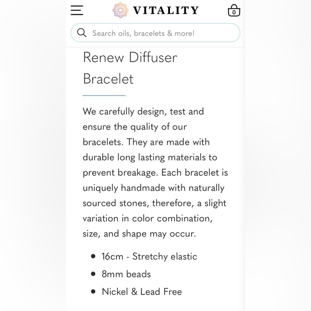 VITALITY - NEW - EXTRACTS RENEW DIFFUSER BRACELET 8mm - Picture 2 of 6